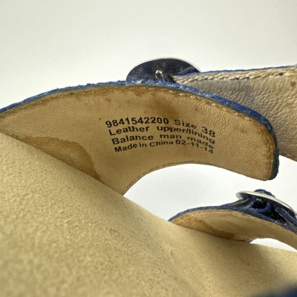 Dansko Sophie Sandal Blue Purple Snakeskin Leather Double Buckle Womens 38 7.5 - Picture 7 of 14